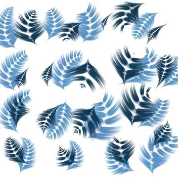Seamless pattern with feathers, floral, ornament, water, flower, color, fabric,  Stock Illustration