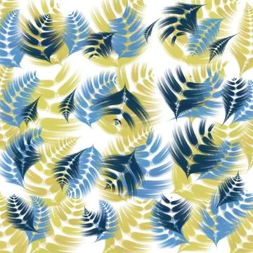 Seamless pattern with feathers, floral, ornament, water, flower, color, fabric,  Stock Illustration