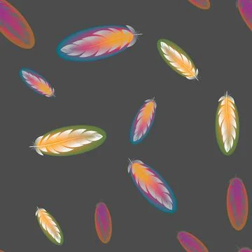 Seamless pattern with feathers. Hippie design elements 스톡 일러스트
