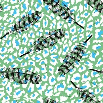 Seamless pattern of feathers Stock Illustration