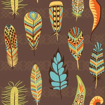 Seamless pattern with feathers Stock Illustration