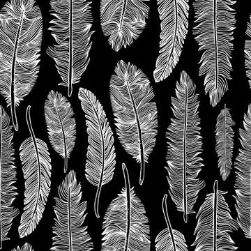 Seamless pattern of feathers .Vector illustration of tribal style. Stock Illustration