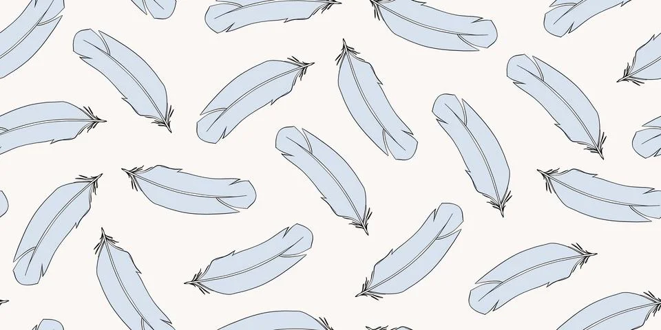 Seamless pattern with feathers. Vector illustration. Stock Illustration
