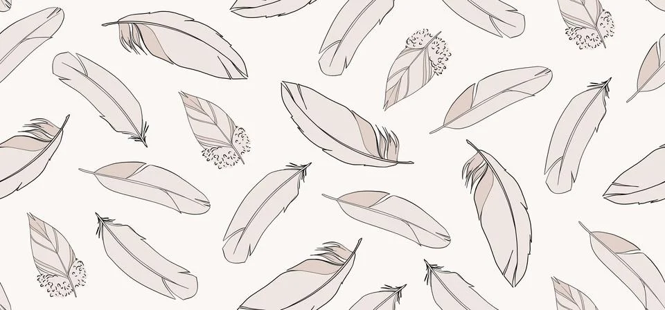 Seamless pattern with feathers. Vector illustration. 스톡 일러스트