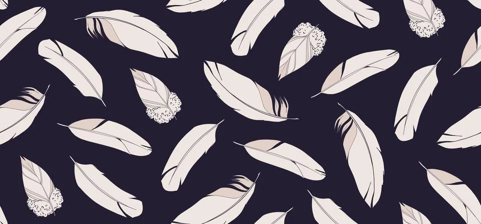 Seamless pattern with feathers. Vector illustration. Stock Illustration