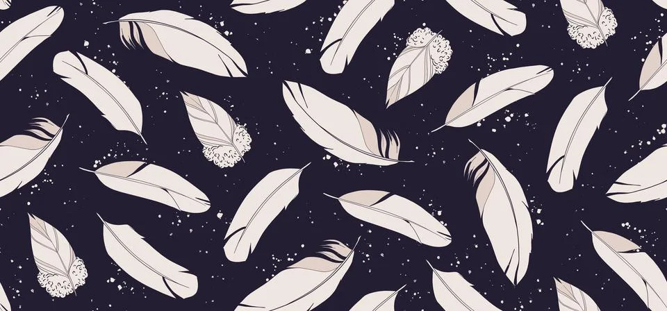 Seamless pattern with feathers. Vector illustration. Stock Illustration
