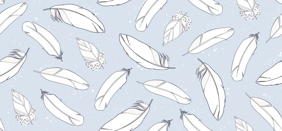 Seamless pattern with feathers. Vector illustration. Stock Illustration