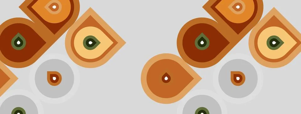 Seamless pattern features abstract shapes, warm browns, muted greens. Geometr Stock Illustration