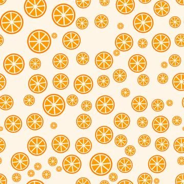 This seamless pattern features repeating orange slices arranged randomly Illustrazione stock