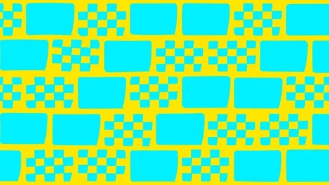 A seamless pattern featuring alternating rows of cyan rectangles and small .. Stock Footage 345687201