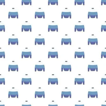 Seamless pattern featuring blue and white sweaters repeated Stock Illustration