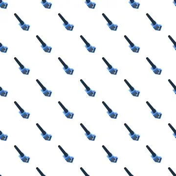 Seamless pattern featuring blue and black leaf blowers Illustrazione stock