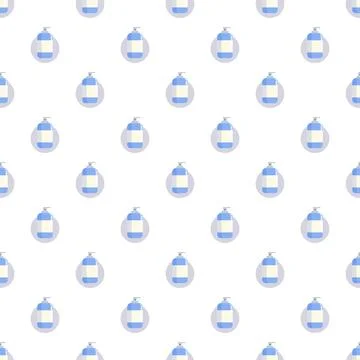 Seamless pattern featuring blue liquid soap dispenser bottles Illustrazione stock