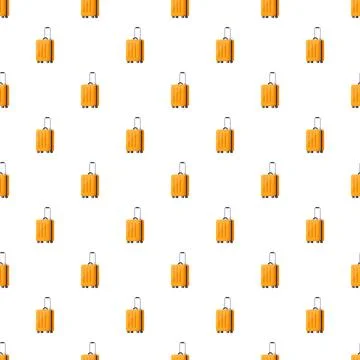 Seamless pattern featuring bright orange travel suitcases 库存插图