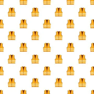 Seamless pattern featuring bright orange safety vests over white 库存插图