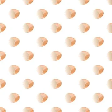 Seamless pattern featuring broken eggshells on white background イラスト素材