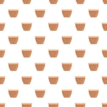 Seamless pattern featuring brown flowerpots on white background イラスト素材