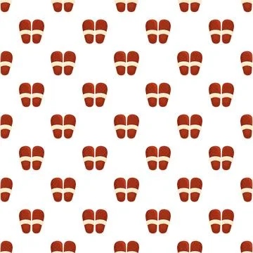 Seamless pattern featuring brown house slippers on white background Stock Illustration
