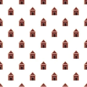 Seamless pattern featuring brown simple geometric houses イラスト素材