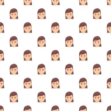 Seamless pattern featuring cartoon girl head avatar Stock Illustration