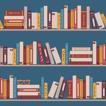 A seamless pattern featuring cartoon-style bookshelves, perfect for reading Illustrazione stock