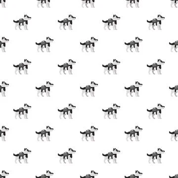 Seamless pattern featuring a cartoon working service dog Illustrazione stock