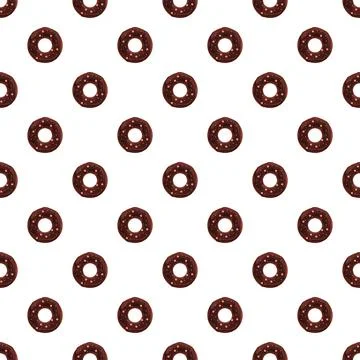 Seamless pattern featuring chocolate donuts with sprinkles Stockillustratie