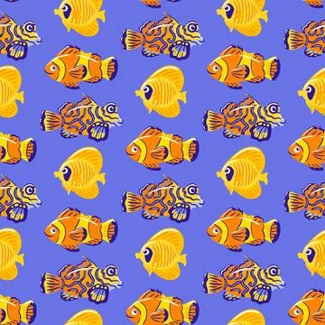 A seamless pattern featuring the colorful Chaetodon semilarvatus, vibrant Illustrazione stock