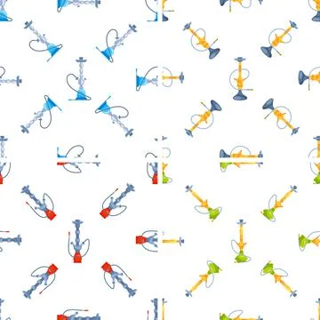 Seamless pattern featuring colorful hookahs, suitable for backgrounds, textiles Illustrazione stock
