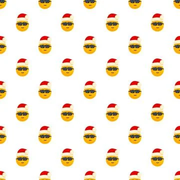 Seamless pattern featuring cool christmas emoji faces Stock Illustration