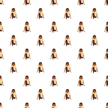 Seamless pattern featuring crouching woman cartoon illustration イラスト素材