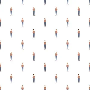 Seamless pattern featuring cute cartoon men avatars Stock Illustration