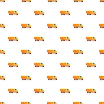 Seamless pattern featuring cute cartoon dump trucks イラスト素材