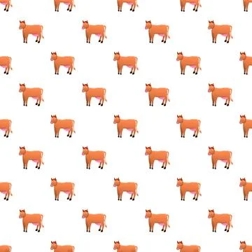 Seamless pattern featuring cute cartoon brown cows Stock Illustration