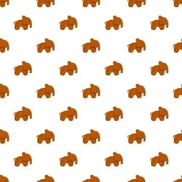 Seamless pattern featuring cute cartoon brown elephants 스톡 일러스트