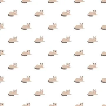 Seamless pattern featuring cute cartoon cats lying down Stock Illustration