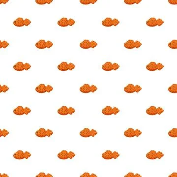 Seamless pattern featuring cute cartoon orange fish Stock Illustration