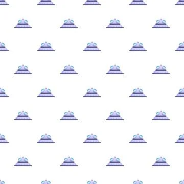 Seamless pattern featuring cute cartoon flying saucers Stock Illustration