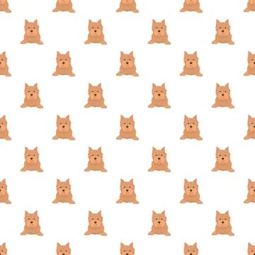 Seamless pattern featuring cute cartoon australian terrier dogs Stock Illustration