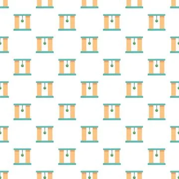 Seamless pattern featuring cute cat scratching posts Stock Illustration