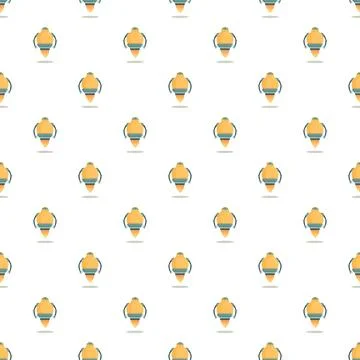 Seamless pattern featuring cute floating robot characters Illustrazione stock