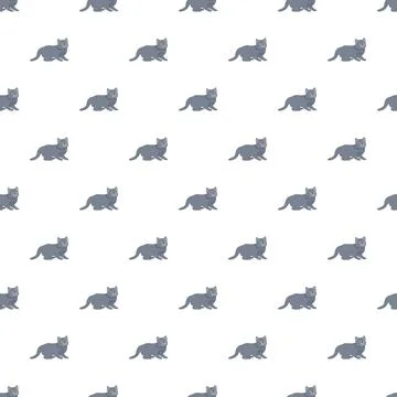 Seamless pattern featuring cute gray cartoon cats Stock Illustration