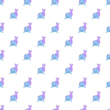 Seamless pattern featuring cute pastel mercat fantasy creatures イラスト素材