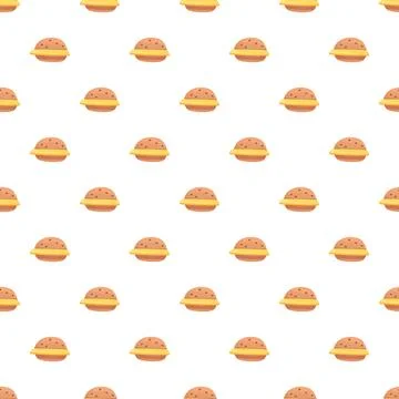 Seamless pattern featuring cute plain hamburger illustration repeating Stock Illustration