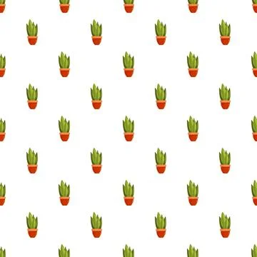 Seamless pattern featuring cute potted green plants 스톡 일러스트