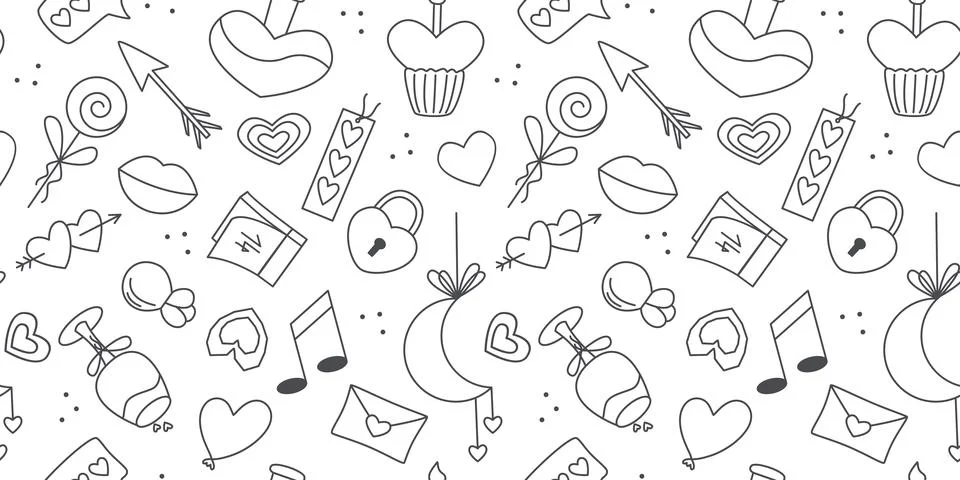 Seamless pattern featuring cute Valentine s Day or wedding themed element Stock Illustration