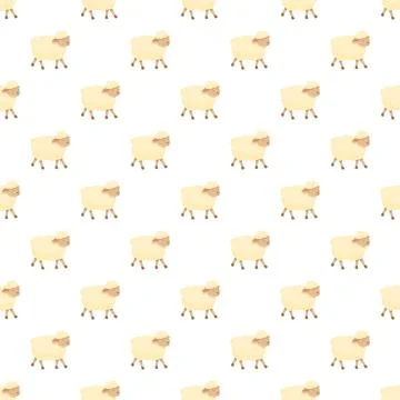 Seamless pattern featuring cute walking lamb illustrations Stock Illustration