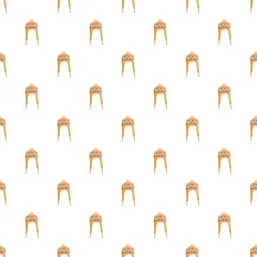 Seamless pattern featuring cute winter chullo hats 스톡 일러스트