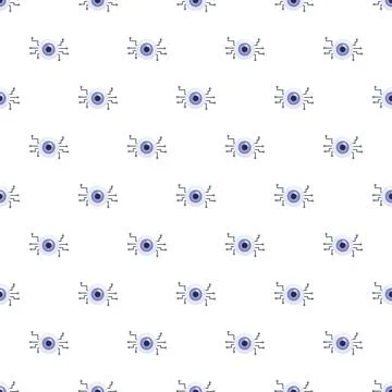 Seamless pattern featuring cyber eyes and digital circuits 스톡 일러스트