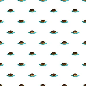 Seamless pattern featuring dark brown glazed donuts Stock Illustration